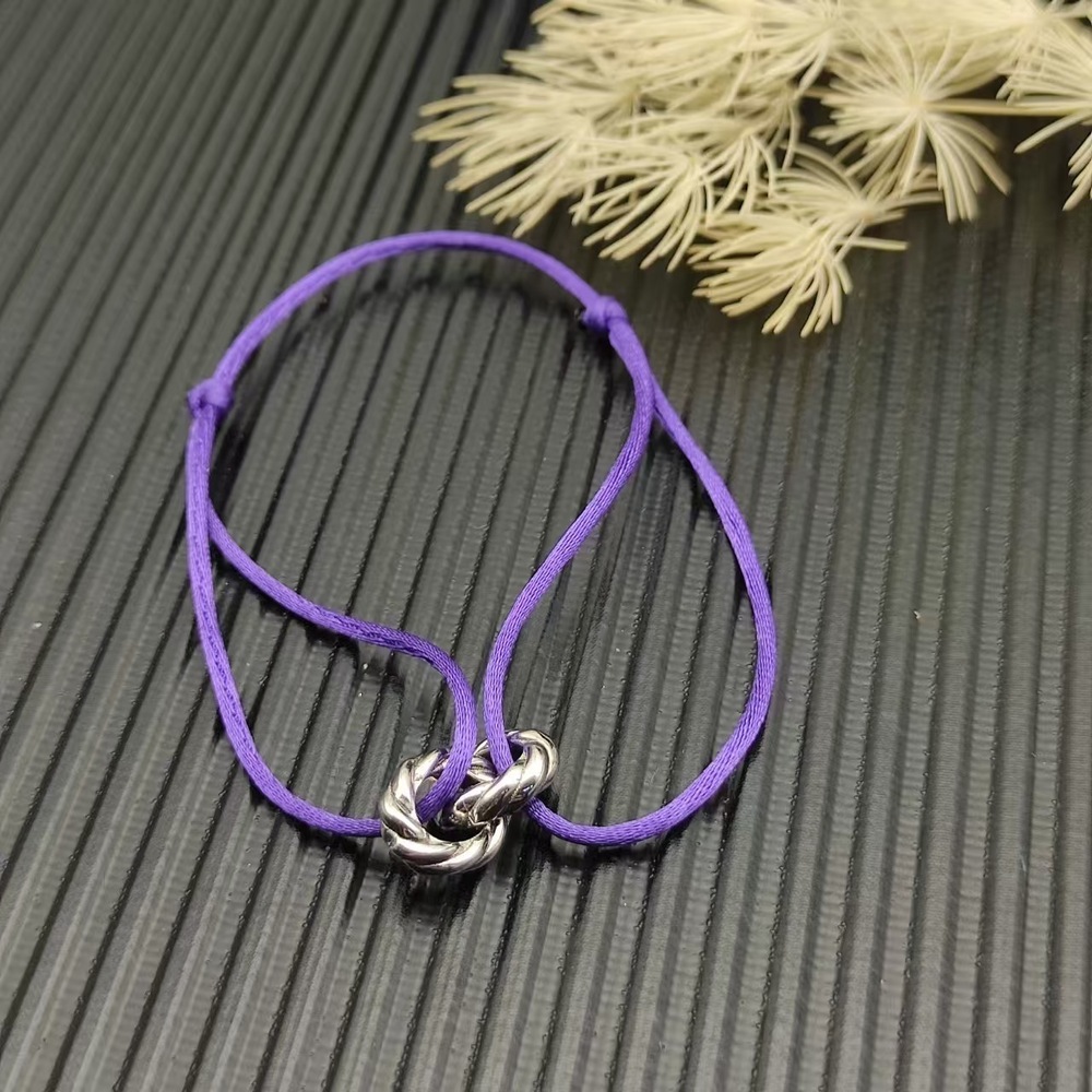David Yurman Purple Double Ring Silver Nylon Rope Bracelet - Picture 5 of 5